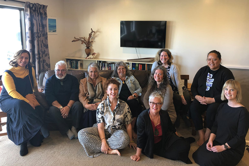 Hon Marama Davidson (left) and Dr Claire Gear (right) with members of the Atawhai research rōpū and study participants.