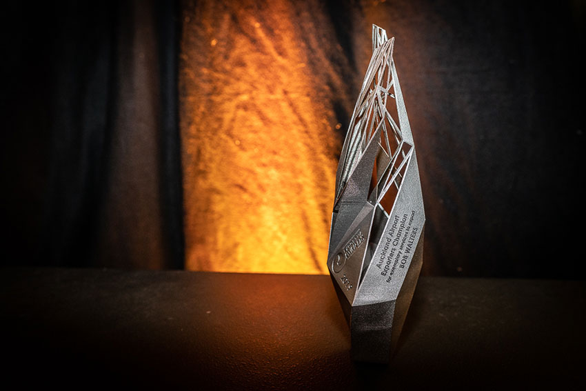 Export NZ 2019 Awards trophy designed by AUT School of Art and Design Industrial Design students Kynan Robinson and Shah Mohebbi.