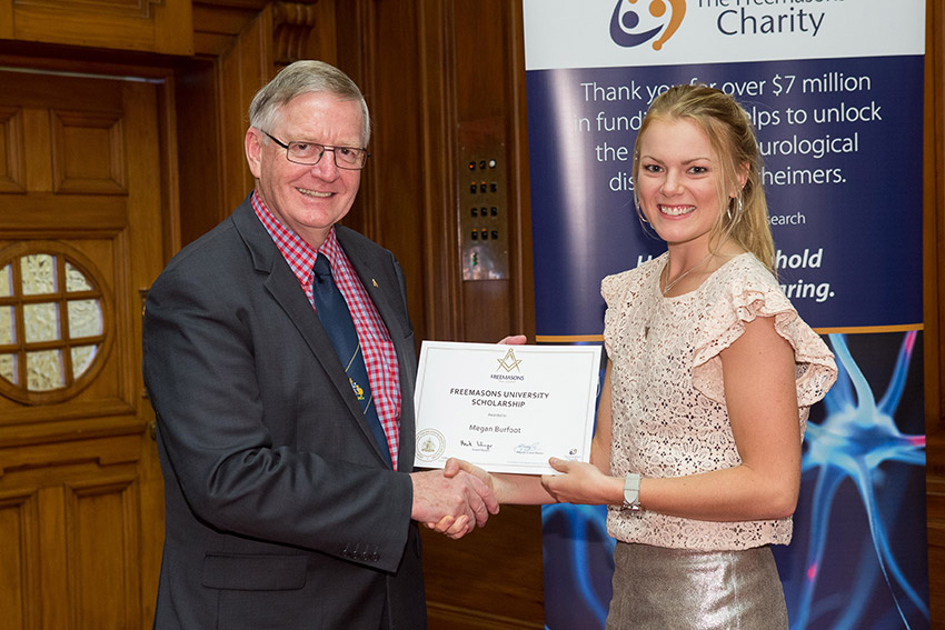 Megan Burfoot Megan Burfoot receiving Freemasons University Scholarship