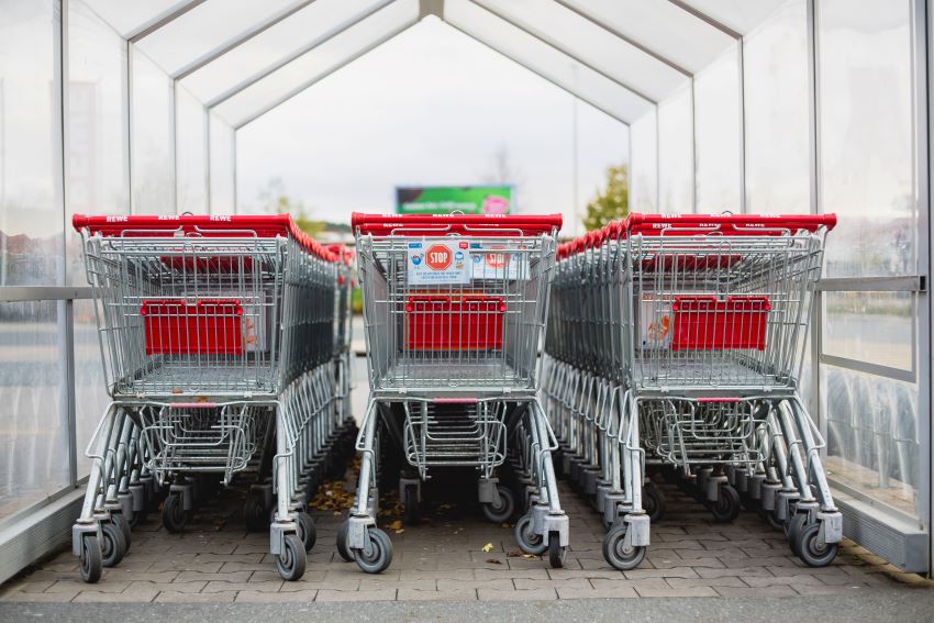 Empty supermarket trolleys